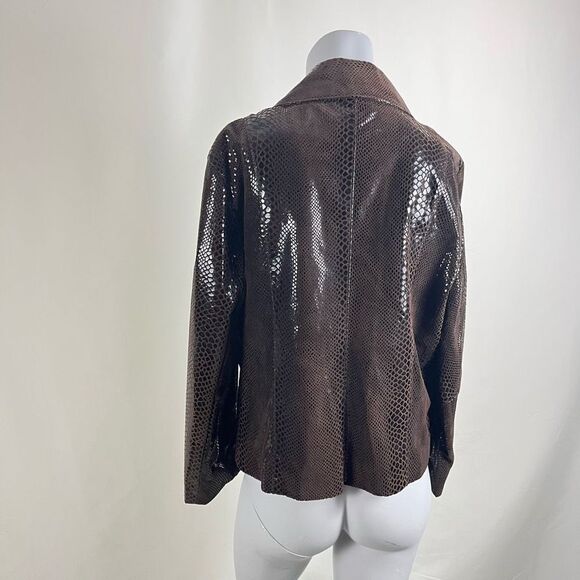 Cuir Zebra Women's Jacket Size Large Animal Snake Print Leather Zipped Front - Picture 6 of 10